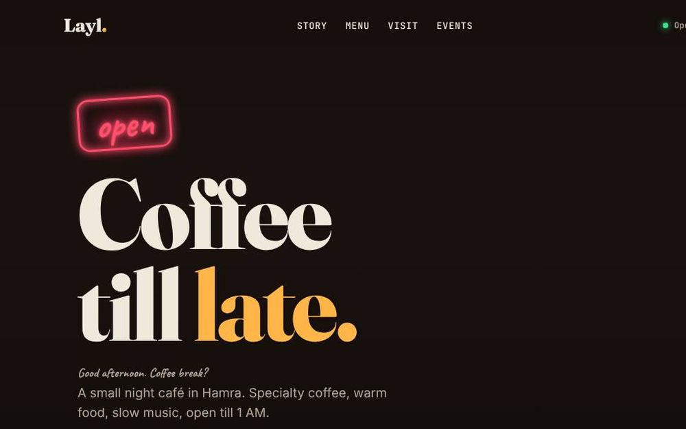 Layl Café on a laptop