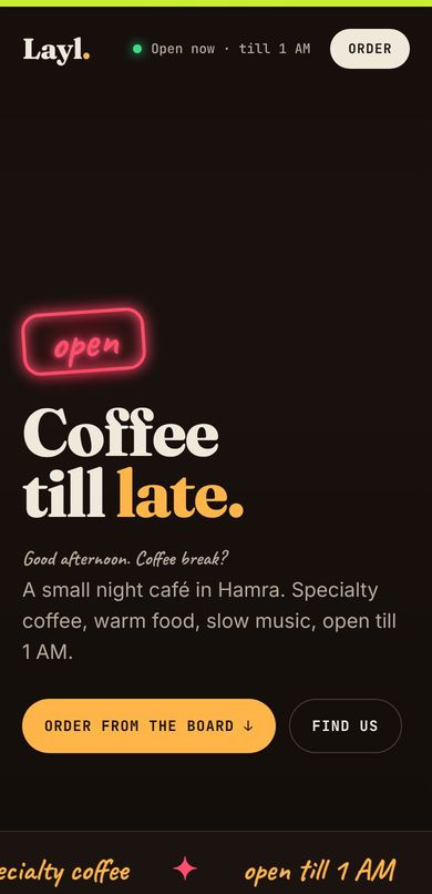 Layl Café on a phone